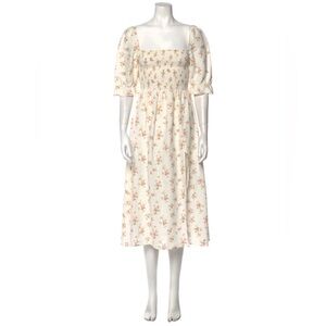 Reformation Floral Puff Sleeve Smocked Midi Dress